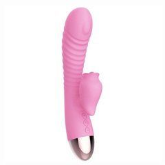 Вібратор-кролик з підігрівом і пустотливим язичком для клітора Leten Wonderful Pink 101750 фото