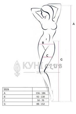 Эротические колготки-бодистокинг со шнуровкой на бедрах Passion S026 One Size, black, с доступом 106964 фото