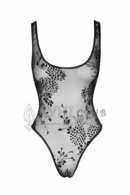 Боді Noir Handmade F242 Tulle body with patterned flock embroidery, L 108151 фото