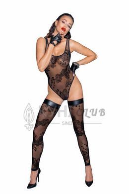 Боді Noir Handmade F242 Tulle body with patterned flock embroidery, L 108151 фото