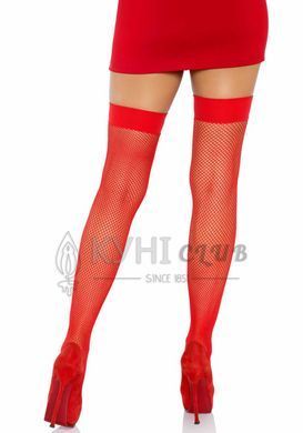 Панчохи-сітка з атласним бантиком Leg Avenue Fishnet Thigh Highs With Bow One size, Red 105979 фото