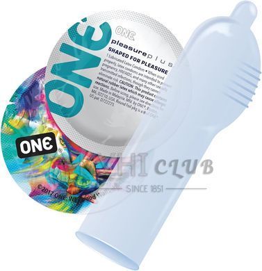 Презерватив ONE Pleasure Plus, 1 шт, з ребристою ділянкою на кінці, зі змазкою 109823 фото