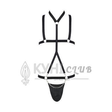 Комплект чоловічої білизни зі стреп Passion 039 SET ANDREW XXL/XXXL Black, стринги, шлейки 105567 фото