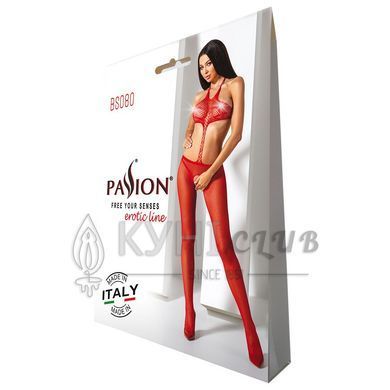 Відкритий бодістокінг Passion BS080 red 102588 фото
