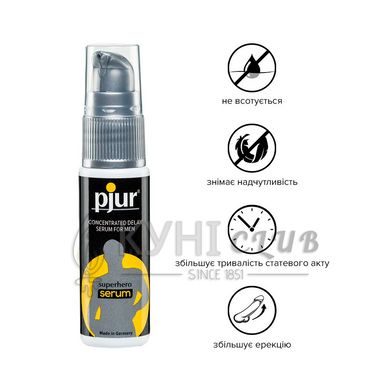 Пролонгувальний гель pjur Superhero Serum 20 мл, створює невидиму плівку, що знижує чутливість 100247 фото