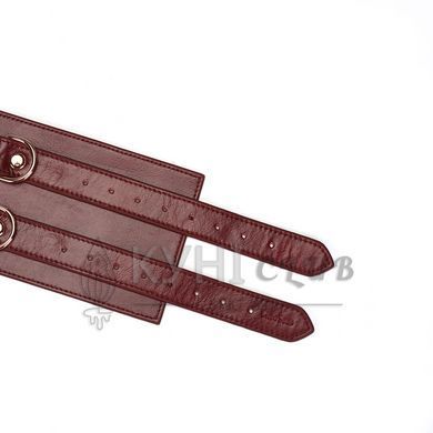 Шкіряний пояс для бондажу Liebe Seele Wine Red Waist Cuff, L Size 107464 фото