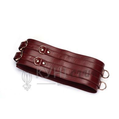 Шкіряний пояс для бондажу Liebe Seele Wine Red Waist Cuff, L Size 107464 фото