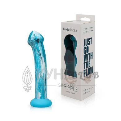 Стеклянный дилдо Gildo Ocean Ripple, объемная головка, идеально для точки G 106907 фото