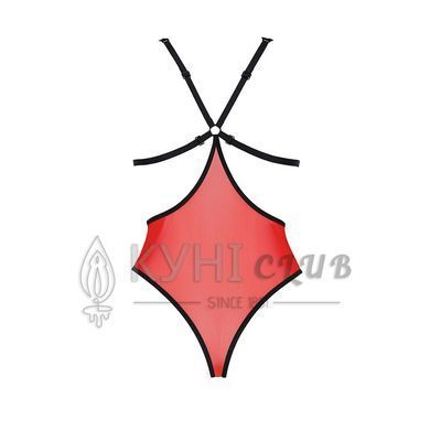 Напівпрозоре боді з мереживом Passion PEONIA BODY XXL/XXXL red 106332 фото