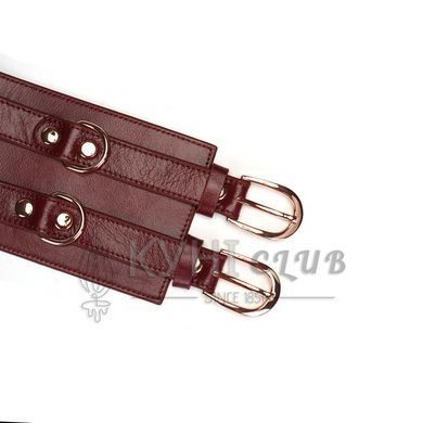 Шкіряний пояс для бондажу Liebe Seele Wine Red Waist Cuff, L Size 107464 фото