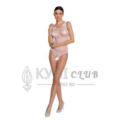 Бодистокинг с доступом Passion BS086 white, вертикальная сетка, вырез на спинке 104336 фото