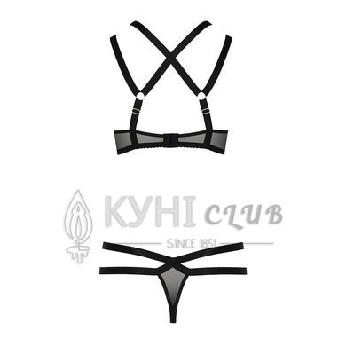 Комплект білизни Passion Exclusive HAGAR SET L/XL, black, стрепи трусики та ліф 100778 фото