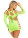Мини-платье Leg Avenue Shredded cut-out mini dress, One Size, салатовое, фигурные вырезы 110102 фото 3