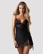 Пеньюар Obsessive Lobellis chemise & thong, XS/S, черный, кружевная отделка, стринги в комплекте 109975 фото 6