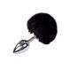 Металлическая анальная пробка Кроличий хвостик Alive Fluffly Plug M Black 104294 фото 1