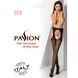 Эротические колготки-бодистокинг Passion S018 black, имитация чулок с вертикальными полосками и пояс 100806 фото 7