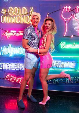 Виниловое мини-платье Leg Avenue Pink vinyl mini dress L, розовое 107206 фото