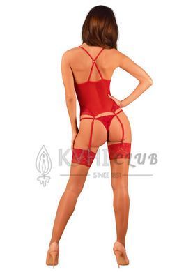 Прозрачный корсет Obsessive Lacelove corset M/L Red, кружево, подвязки для чулок 106652 фото