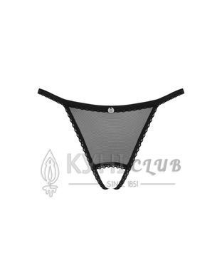 Прозорі стрінги з доступом Obsessive Celia Noir crotchless thong XS/S 105846 фото