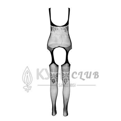 Бодістокінг Passion ECO BS008 red, з доступом, флористичний декор, імітація підв&rsquo;язок 105004 фото