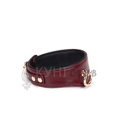 Кожаный ошейник с поводком Liebe Seele Wine Red Curved Collar, замок-сердечко 107465 фото