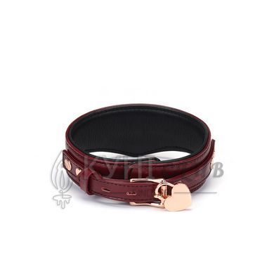 Кожаный ошейник с поводком Liebe Seele Wine Red Curved Collar, замок-сердечко 107465 фото