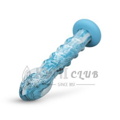 Скляний дилдо Gildo Ocean Wave, з силіконовою основою 106908 фото