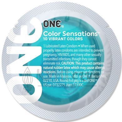 Презерватив ONE Color Sensations Catch the perfect ONE, 1 шт, бирюзовый, гладкий, со смазкой 109824 фото