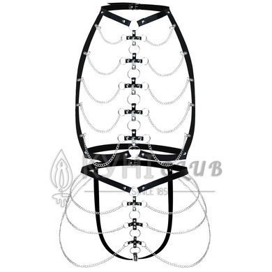 Набор портупея + трусики из кожи с цепочками Art of Sex - Cross, размер L-2XL, цвет черный 107878 фото
