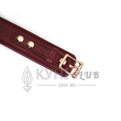 Кожаный ошейник с поводком Liebe Seele Wine Red Curved Collar, замок-сердечко 107465 фото