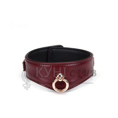 Кожаный ошейник с поводком Liebe Seele Wine Red Curved Collar, замок-сердечко 107465 фото