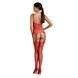 Бодістокінг Passion ECO BS008 red, з доступом, флористичний декор, імітація підв&rsquo;язок 105004 фото 2