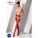 Эротические колготки-бодистокинг Passion S018 red, имитация чулок с вертикальными полосками и пояс 100807 фото 2