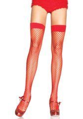 Панчохи-сітка Leg Avenue Fishnet Thigh Highs One size, Red, дрібна сітка 105981 фото