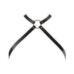 Портупея з екошкіри Bijoux Indiscrets MAZE &mdash; Cross Chest Harness Black 104609 фото
