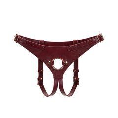Шкіряні трусики для страпона Liebe Seele Wine Red Strap on Harness, універсальний розмір 107466 фото