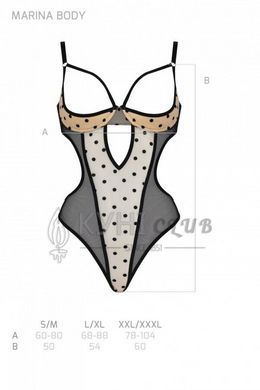 Эротическое боди Passion MARINA BODY, S/M, beige, с открытыми чашками 107722 фото