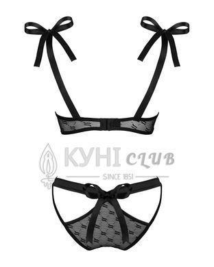 Полупрозрачный эротический комплект Obsessive Obsessivia 2pcs set black L/XL, бюстгальтер и трусики, 105282 фото