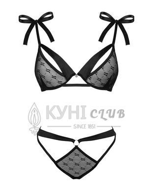Полупрозрачный эротический комплект Obsessive Obsessivia 2pcs set black L/XL, бюстгальтер и трусики, 105282 фото