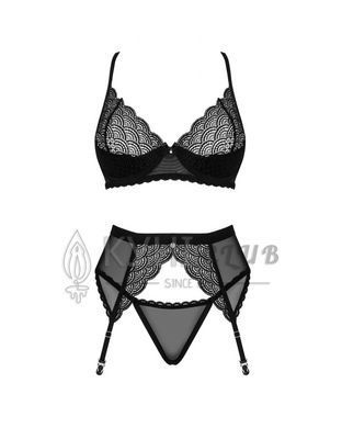 Комплект Obsessive Chemeris 3-pcs set M/L, стринги, пояс для чулок, бюстгальтер 107779 фото