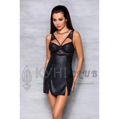 Бебі-дол з еко-шкіри та мережива Passion LOONA CHEMISE L/XL, black 102944 фото