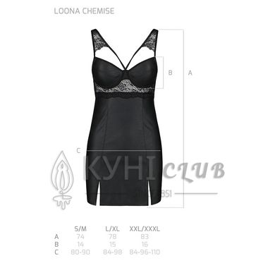 Бебі-дол з еко-шкіри та мережива Passion LOONA CHEMISE L/XL, black 102944 фото