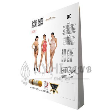 Бодистокинг в крупную сетку Passion BS087 red, открытая спина, халтер, с доступом 104338 фото