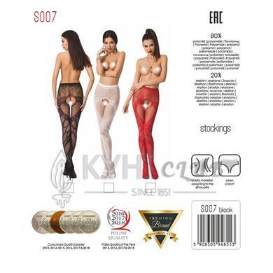 Еротичні колготки-бодістокінг Passion S007 red, гарні ажурні колготки з вирізом 101145 фото
