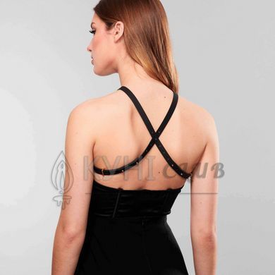 Портупея з екошкіри Bijoux Indiscrets MAZE &mdash; Cross Chest Harness Black 104609 фото