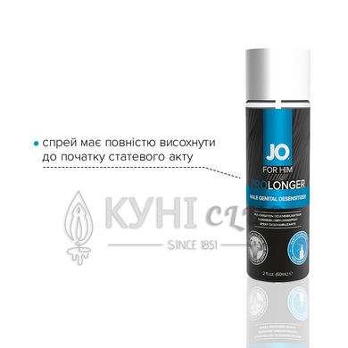 Пролонгувальний спрей JO Prolonger Spray with Benzocaine (60 мл) не містить мінеральних масел 100126 фото