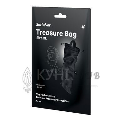 Мішечок для секс-іграшок Satisfyer Treasure Bag XL, чорний, на шнурку 109629 фото