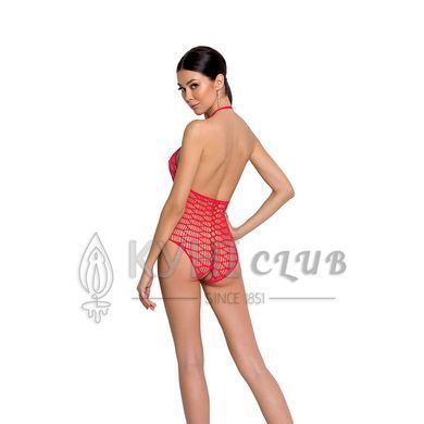 Бодистокинг в крупную сетку Passion BS087 red, открытая спина, халтер, с доступом 104338 фото