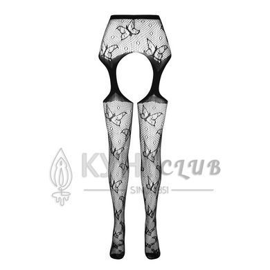 Еротичні колготки-бодістокінг Passion ECO S001 black, з доступом, декор метелики, підв&rsquo;язки 105005 фото